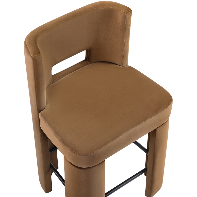 Meridian Furniture Zuno Saddle Velvet Performance Fabric CounterStool (Set of 2)