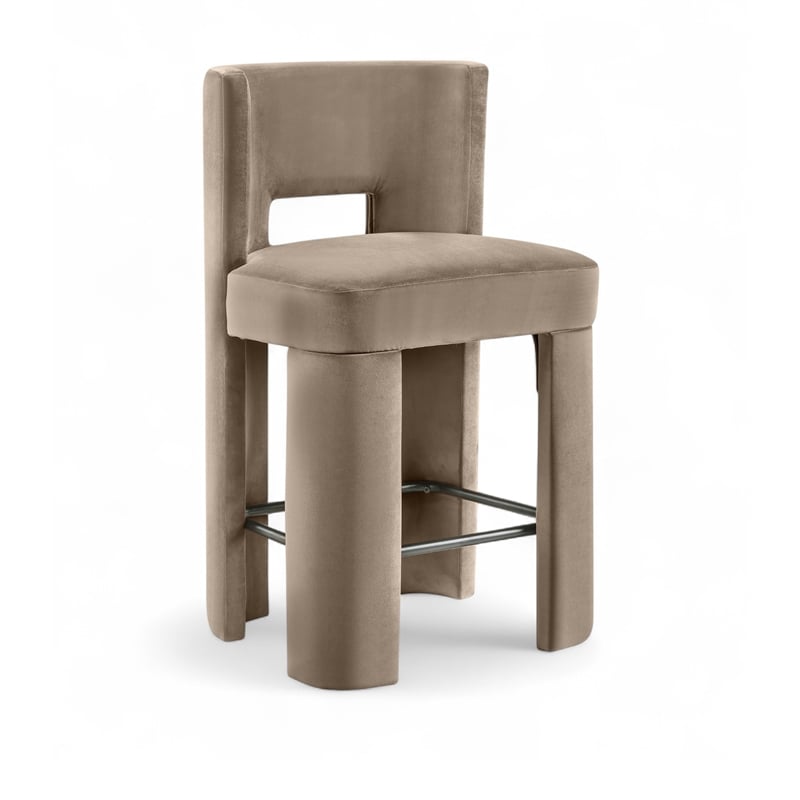 Meridian Furniture Zuno Taupe Velvet Performance Fabric Counter Stool (Set of 2)