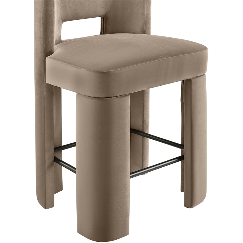 Meridian Furniture Zuno Taupe Velvet Performance Fabric Counter Stool (Set of 2)
