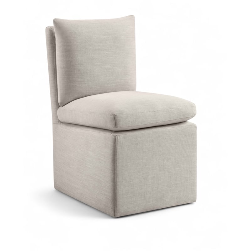 Meridian Furniture Nelori Beige Linen Textured Fabric Dining Chair (Set of 2)