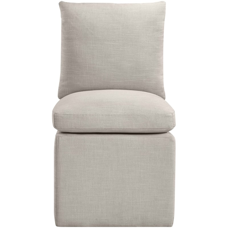 Meridian Furniture Nelori Beige Linen Textured Fabric Dining Chair (Set of 2)