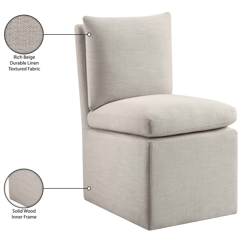 Meridian Furniture Nelori Beige Linen Textured Fabric Dining Chair (Set of 2)