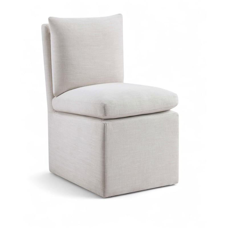 Meridian Furniture Nelori Cream Linen Textured Fabric Dining Chair (Set of 2)