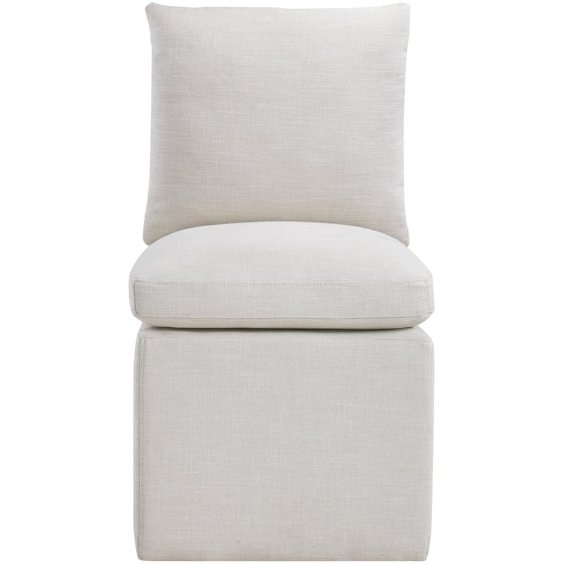Meridian Furniture Nelori Cream Linen Textured Fabric Dining Chair (Set of 2)