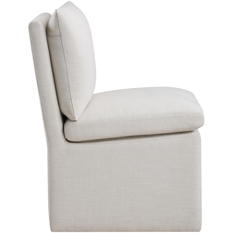 Meridian Furniture Nelori Cream Linen Textured Fabric Dining Chair (Set of 2)