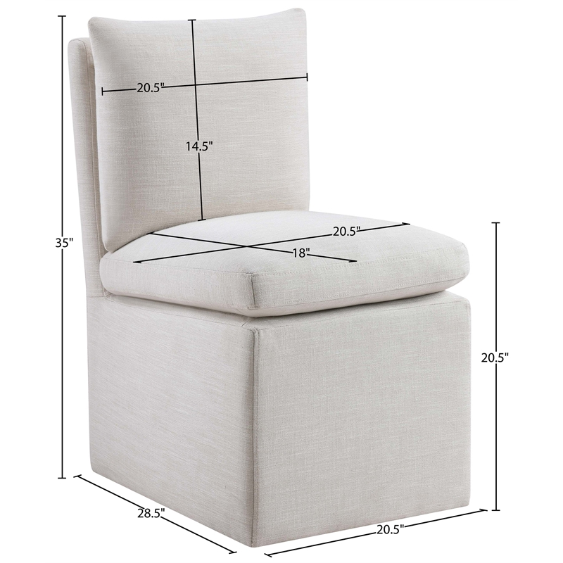 Meridian Furniture Nelori Cream Linen Textured Fabric Dining Chair (Set of 2)