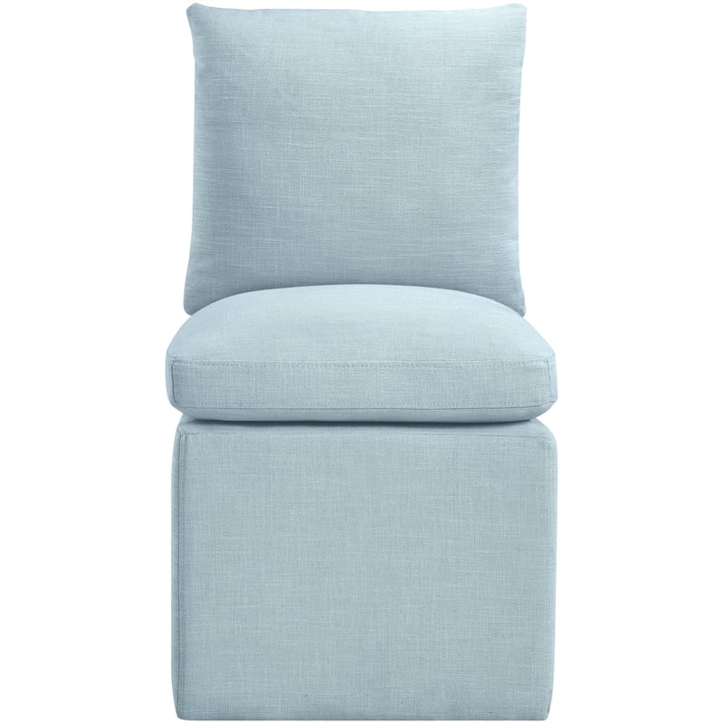 Meridian Furniture Nelori Lt Blue Linen Textured Fabric Dining Chair (Set of 2)