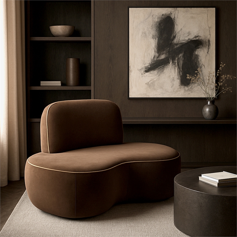 Meridian Furniture Swerve Brown Velvet Upholstered Chair