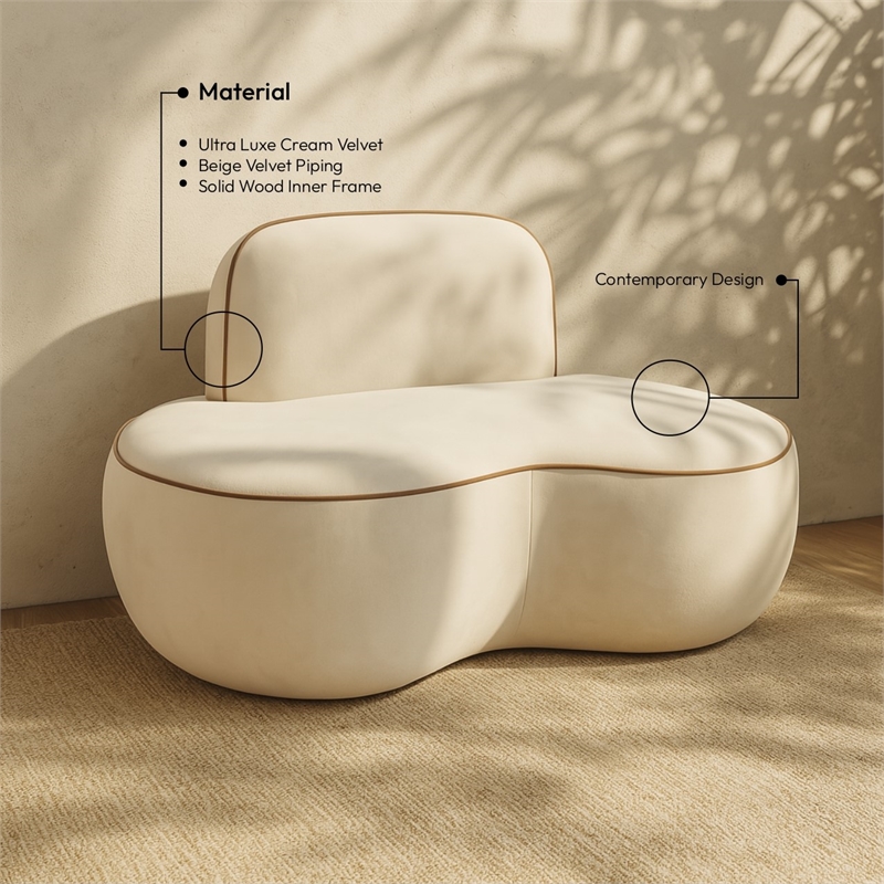 Meridian Furniture Swerve Cream Velvet Upholstered Chair