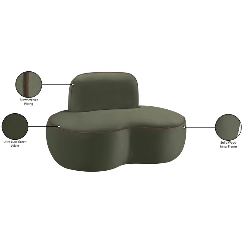Meridian Furniture Swerve Green Velvet Upholstered Chair