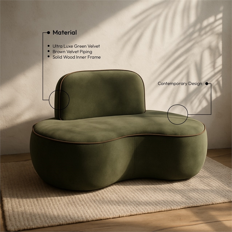 Meridian Furniture Swerve Green Velvet Upholstered Chair
