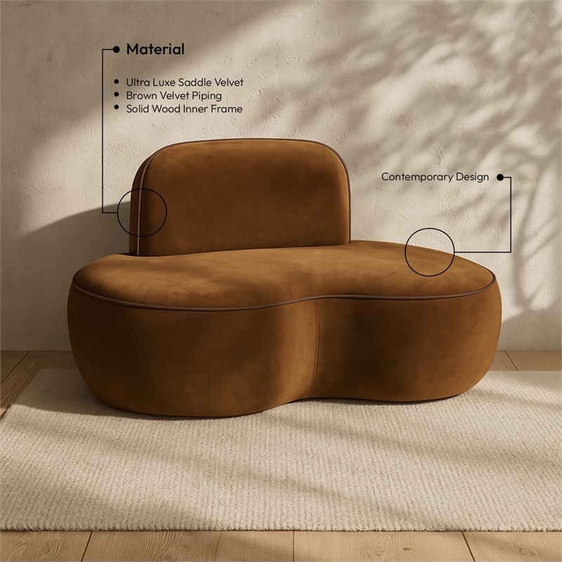 Meridian Furniture Swerve Saddle Velvet Upholstered Chair