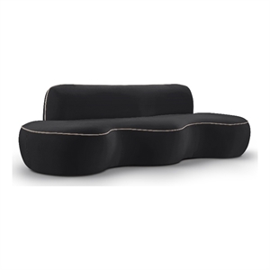 Meridian Furniture Swerve 101&quot Black Velvet Upholstered Sofa