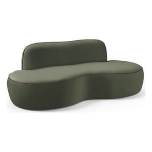 Meridian Furniture Swerve 77&quot Green Velvet Upholstered Loveseat