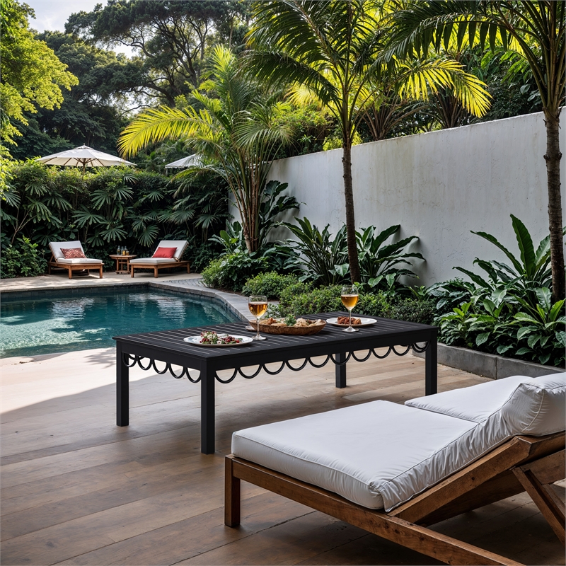 Meridian Furniture Portofino Black Aluminum Outdoor Patio Coffee Table
