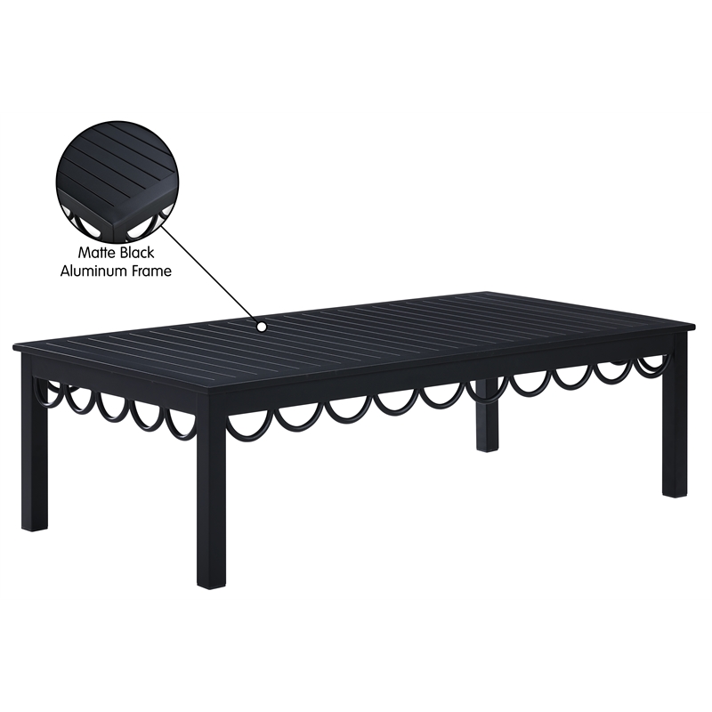 Meridian Furniture Portofino Black Aluminum Outdoor Patio Coffee Table