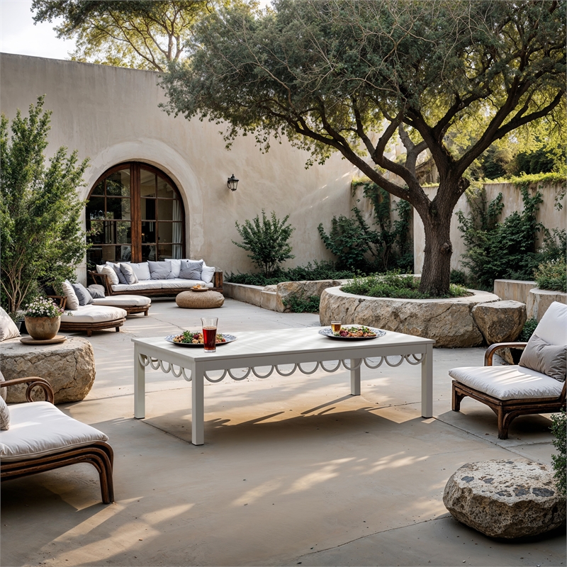 Meridian Furniture Portofino White Aluminum Outdoor Patio Coffee Table