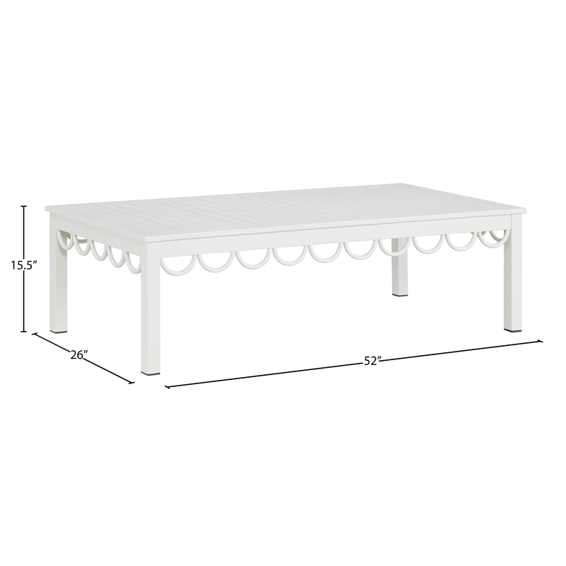 Meridian Furniture Portofino White Aluminum Outdoor Patio Coffee Table