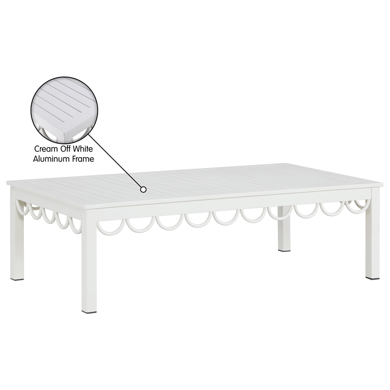 Meridian Furniture Portofino White Aluminum Outdoor Patio Coffee Table