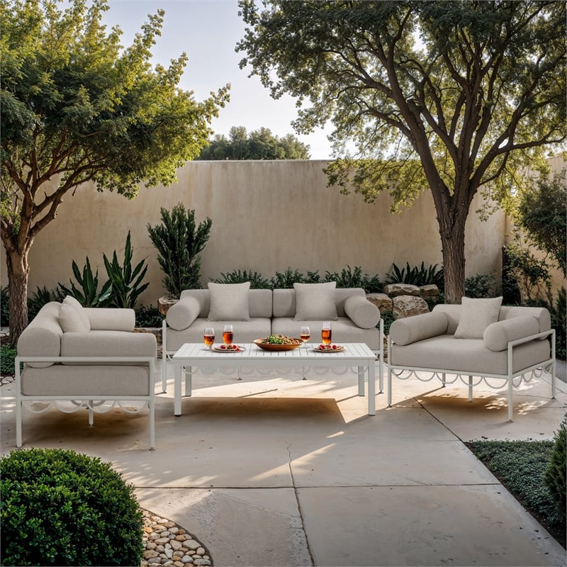 Meridian Furniture Portofino White Aluminum Outdoor Patio Coffee Table