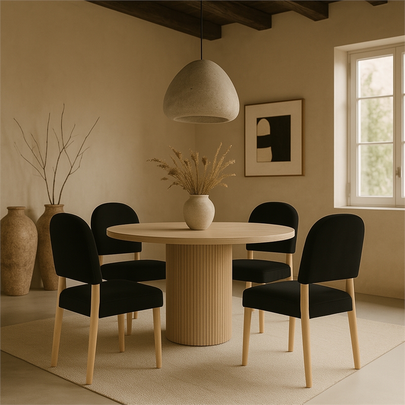 Meridian Furniture Varinelle Black Velvet Upholstered Dining Chair (Set of 2)