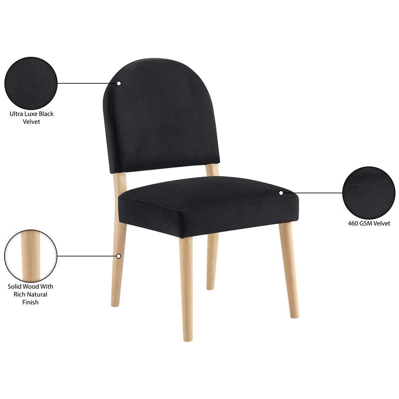 Meridian Furniture Varinelle Black Velvet Upholstered Dining Chair (Set of 2)