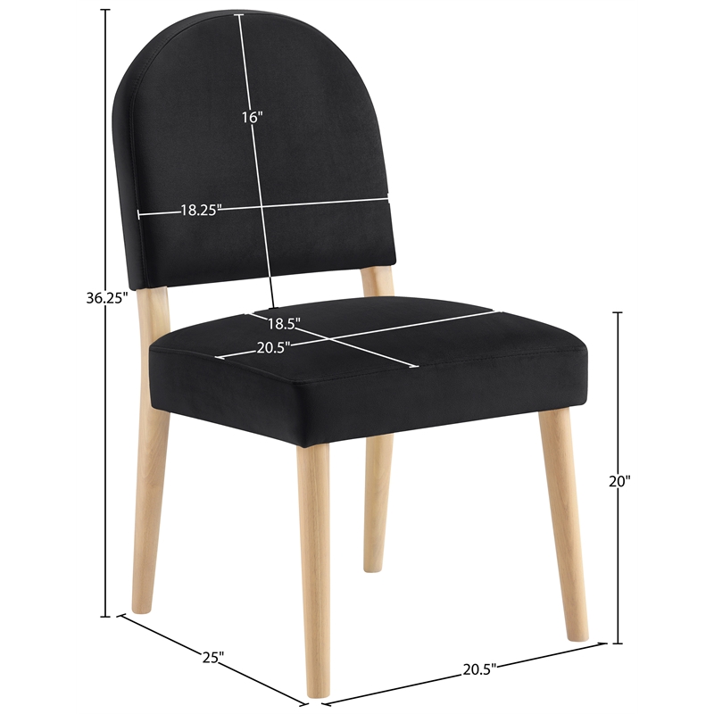 Meridian Furniture Varinelle Black Velvet Upholstered Dining Chair (Set of 2)