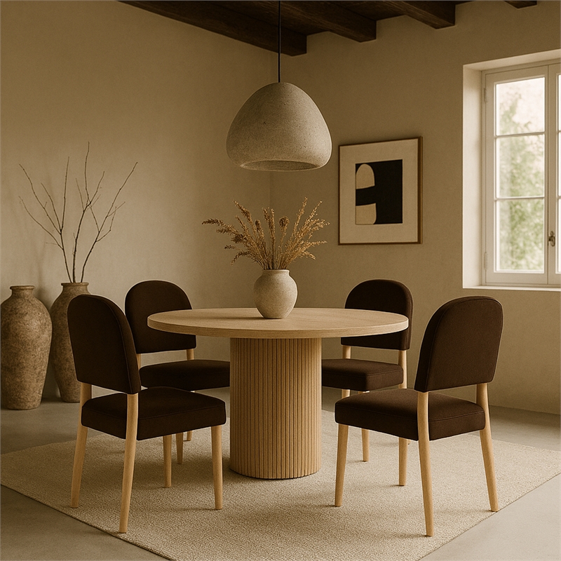 Meridian Furniture Varinelle Brown Velvet Upholstered Dining Chair (Set of 2)