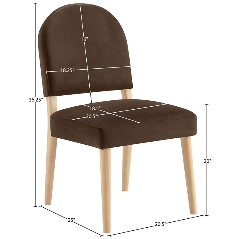 Meridian Furniture Varinelle Brown Velvet Upholstered Dining Chair (Set of 2)