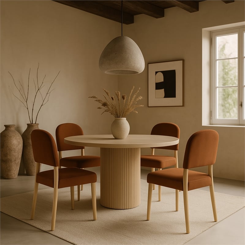 Meridian Furniture Varinelle Cognac Velvet Upholstered Dining Chair (Set of 2)