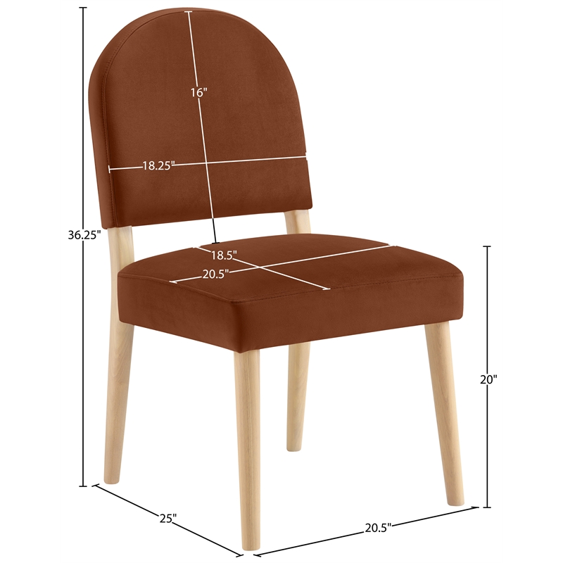 Meridian Furniture Varinelle Cognac Velvet Upholstered Dining Chair (Set of 2)