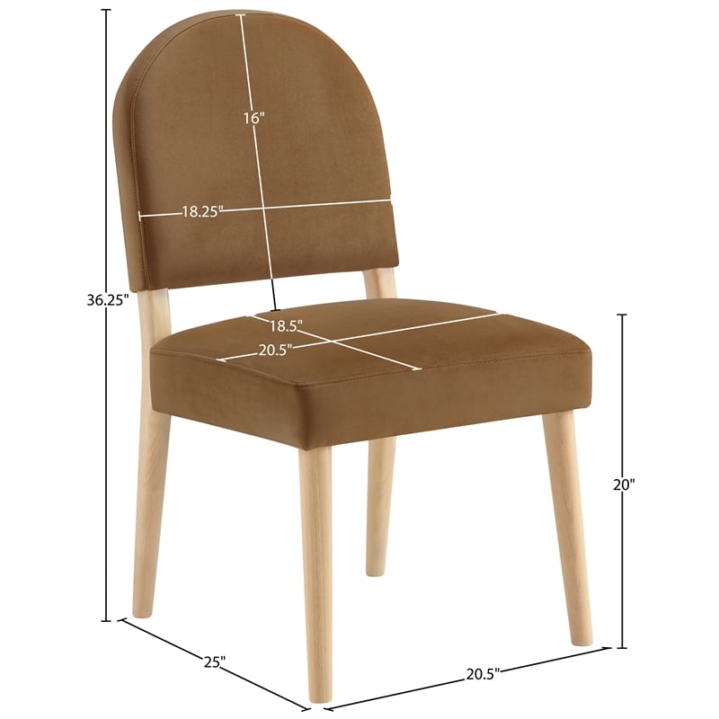 Meridian Furniture Varinelle Saddle Velvet Upholstered Dining Chair (Set of 2)
