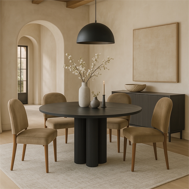 Meridian Furniture Varinelle Beige Velvet Upholstered Dining Chair (Set of 2)