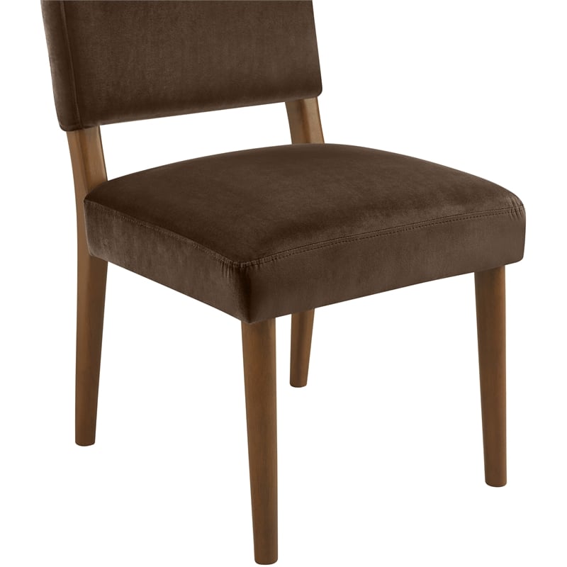 Meridian Furniture Varinelle Brown Velvet Upholstered Dining Chair (Set of 2)