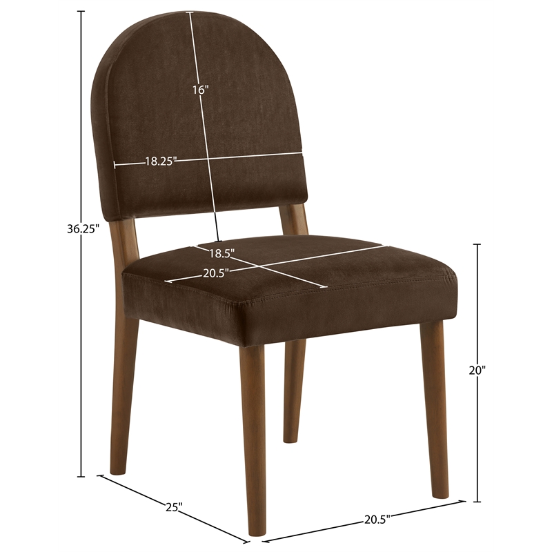 Meridian Furniture Varinelle Brown Velvet Upholstered Dining Chair (Set of 2)