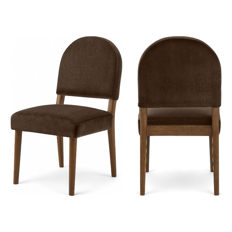 Meridian Furniture Varinelle Brown Velvet Upholstered Dining Chair (Set of 2)