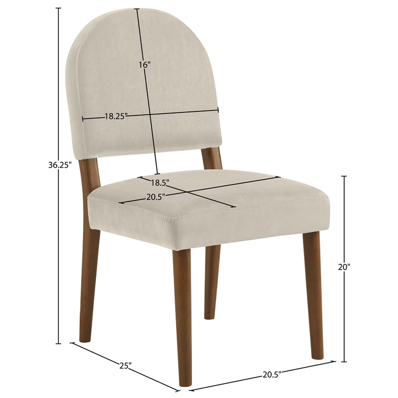 Meridian Furniture Varinelle Cream Velvet Upholstered Dining Chair (Set of 2)