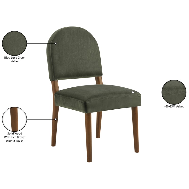 Meridian Furniture Varinelle Green Velvet Upholstered Dining Chair (Set of 2)