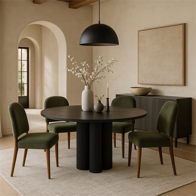 Meridian Furniture Varinelle Green Velvet Upholstered Dining Chair (Set of 2)