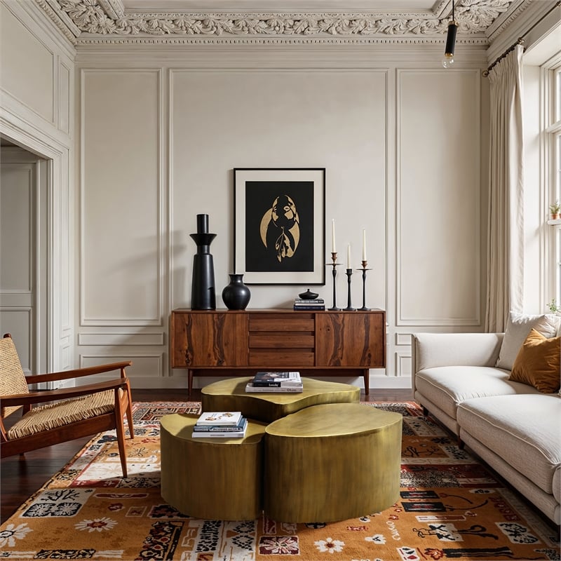 Meridian Furniture Banyan Gold Iron Coffee Table