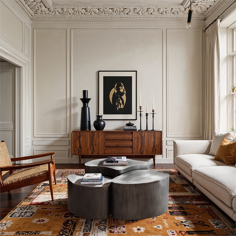 Meridian Furniture Banyan Silver Iron Coffee Table