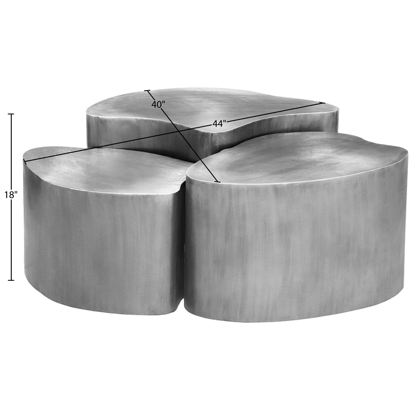 Meridian Furniture Banyan Silver Iron Coffee Table