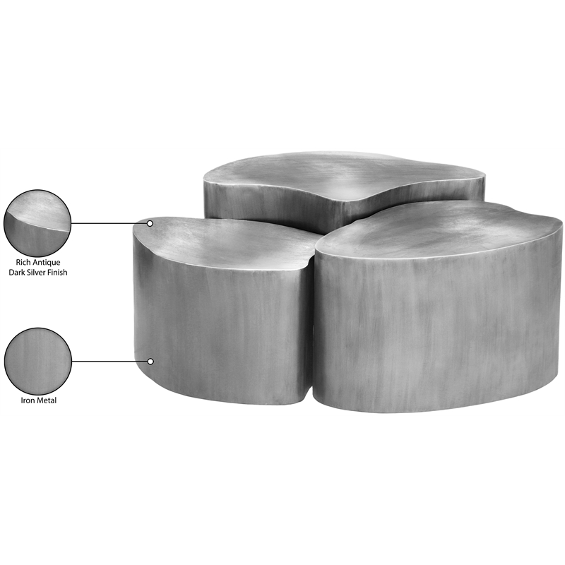 Meridian Furniture Banyan Silver Iron Coffee Table