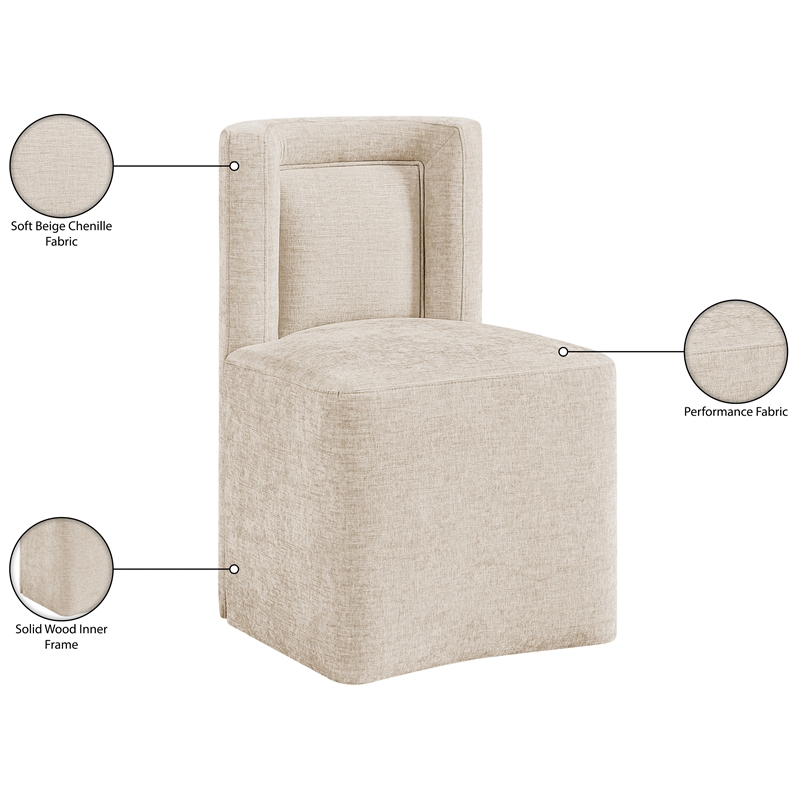 Meridian Furniture Duvina Beige Chenille Fabric Dining Chair
