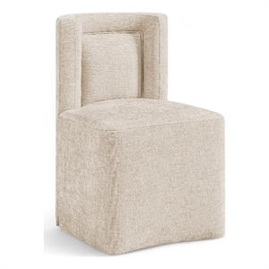 Meridian Furniture Duvina Beige Chenille Fabric Dining Chair