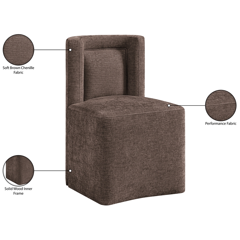Meridian Furniture Duvina Brown Chenille Fabric Dining Chair