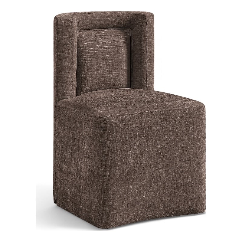 Meridian Furniture Duvina Brown Chenille Fabric Dining Chair