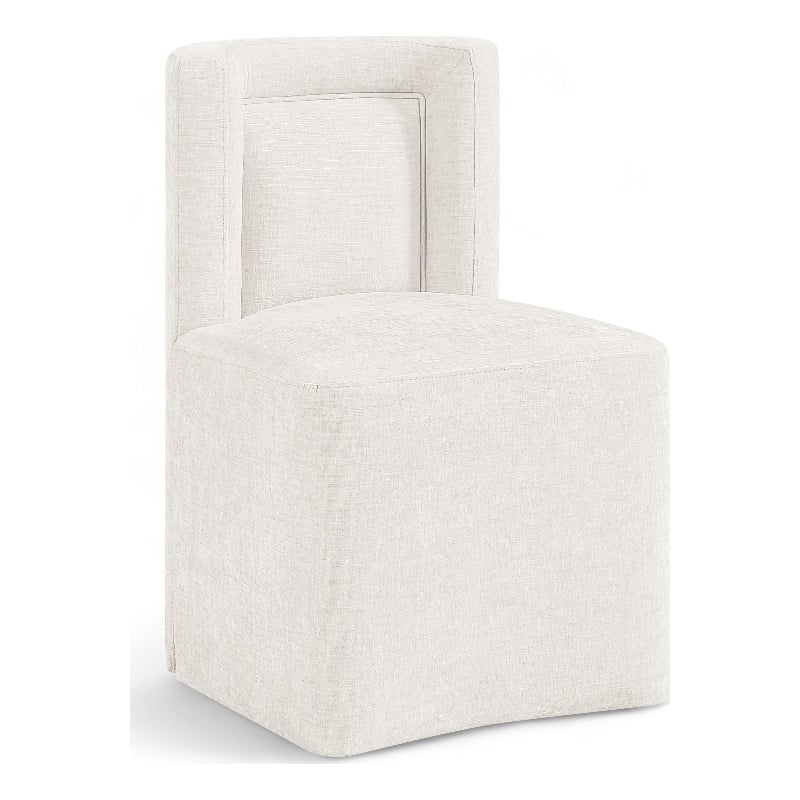 Meridian Furniture Duvina Cream Chenille Fabric Dining Chair