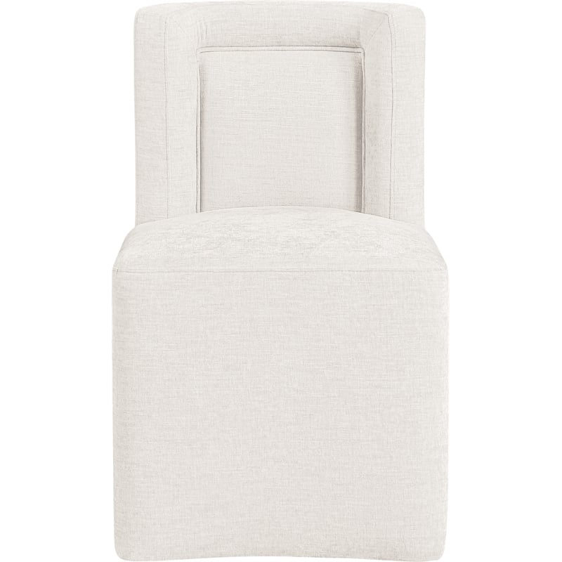 Meridian Furniture Duvina Cream Chenille Fabric Dining Chair