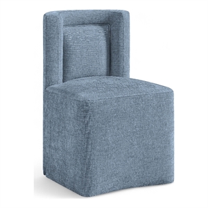 Meridian Furniture Duvina Light Blue Chenille Fabric Dining Chair